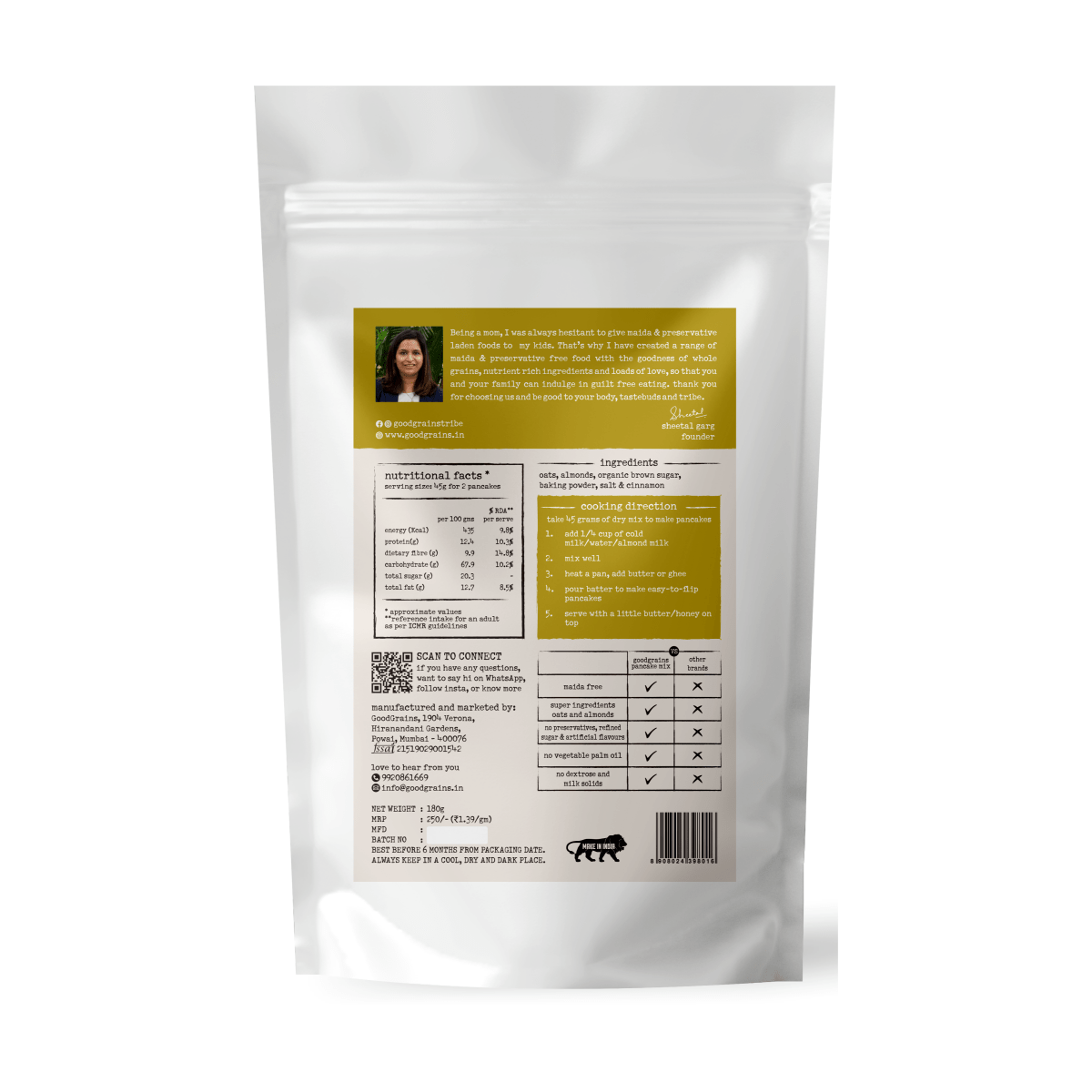 Oats & Almond Pancake Mix - GoodGrains.in