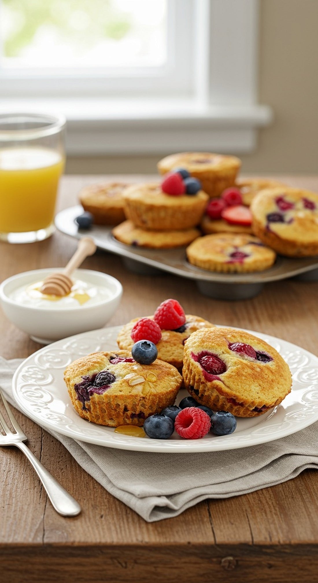 Berry Almond Pancake Muffins - GoodGrains.in