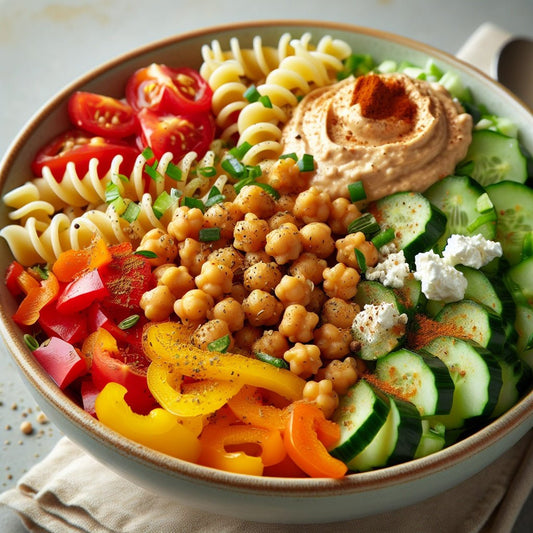Mediterranean Chickpea Pasta Bowl - GoodGrains.in